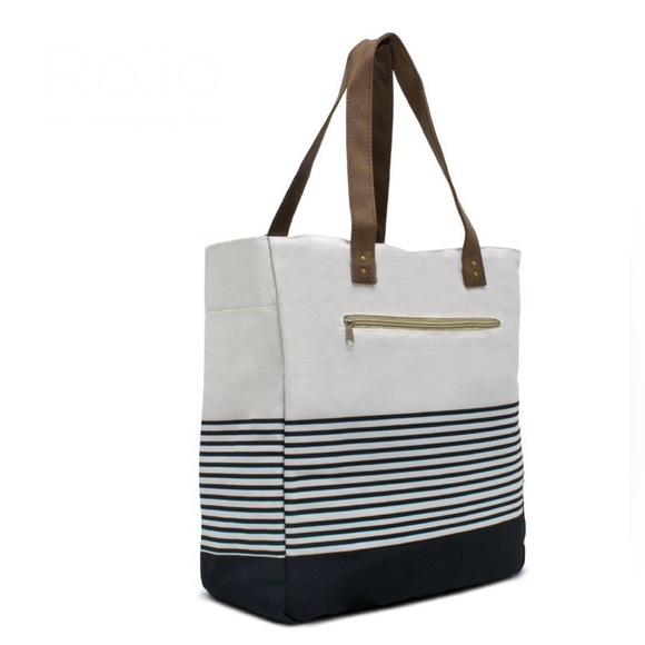 New X-Large Canvas Tote Blue/Ivory - Picture 1 of 1
